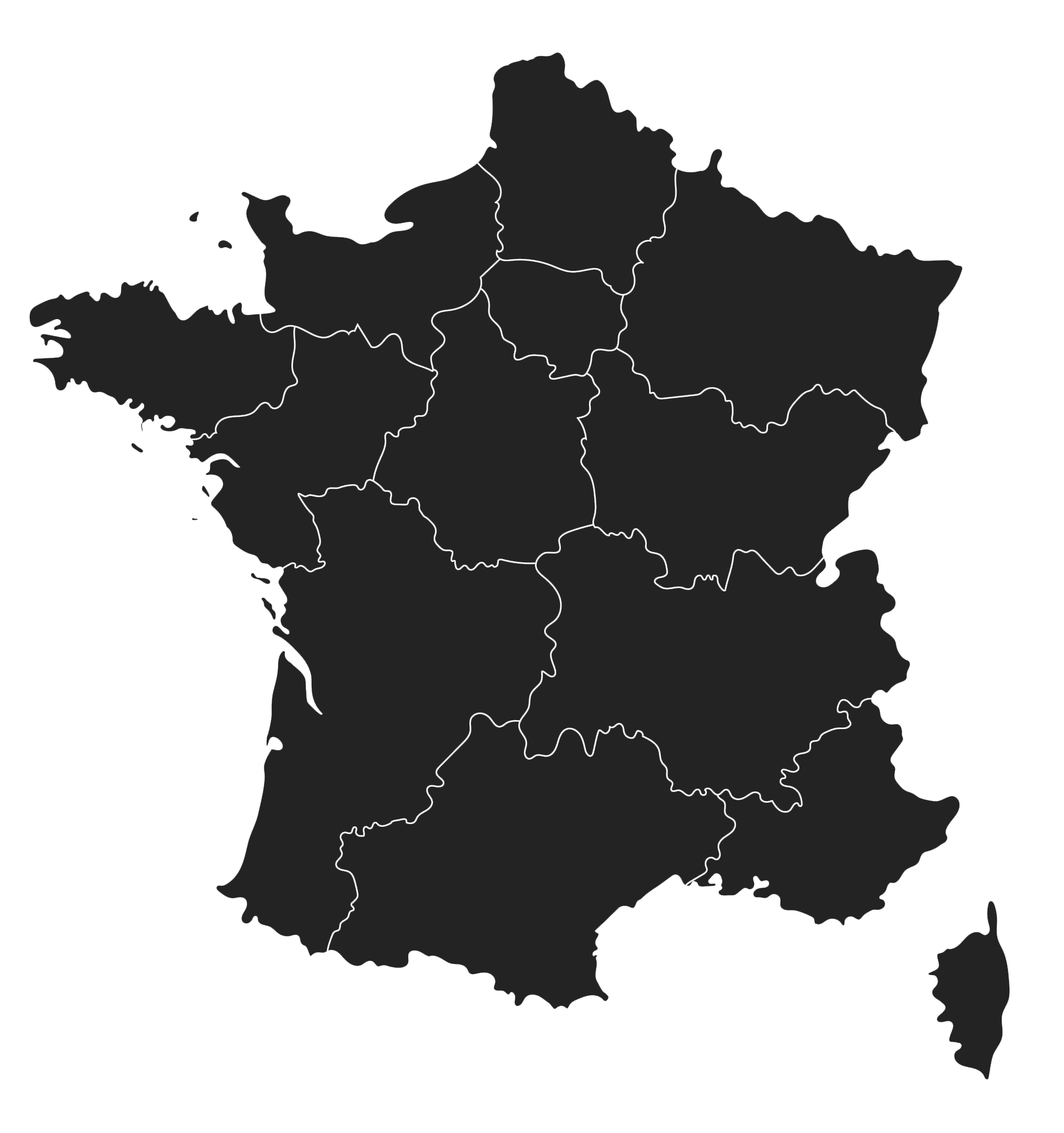 Carte de France découpée par régions